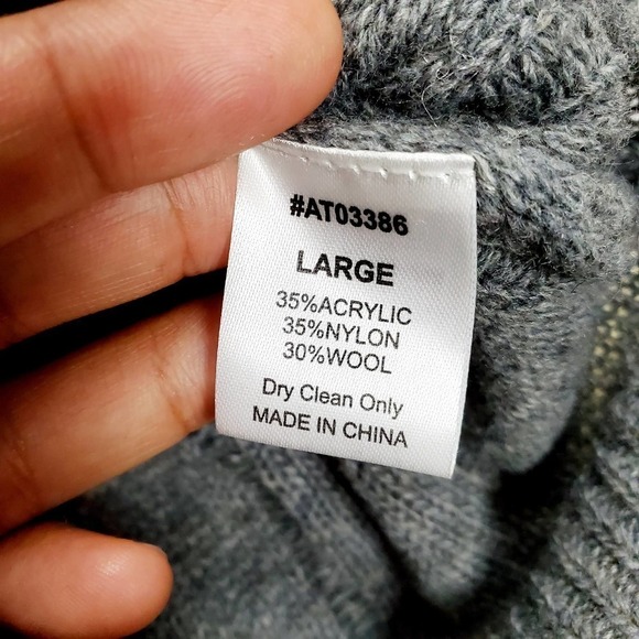 Lumiere Gray Knit Wool Blend Long Sleeves Contemporary Sweater New Size Large - Picture 7 of 10